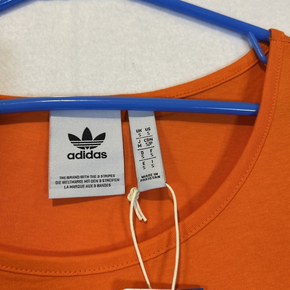 Adidas Essentials Tank Top Small Orange Embroidered Logo Trefoil Mens JF6602 - Picture 5 of 9